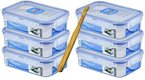 Lock&Lock Set 6 TLG HPL810 a 360 ml & SeleXions Multifunktion Olivenholz Spachtel