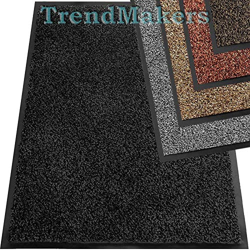TrendMakers Heavy Duty Dirt Trapper Door Mats | Soft Cotton Barrier Mats Non-Slip Dirt Catcher | Home, Office, Kitchen, Carpets - 15 Sizes - - 60cm x 90cm (ANTHRACITE Cotton Fibers)