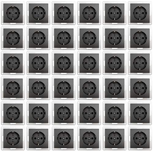 MC POWER - 36er Pack Steckdosen | FLAIR | Wandsteckdosen Set mit Klemmanschluss, anthrazit, matt