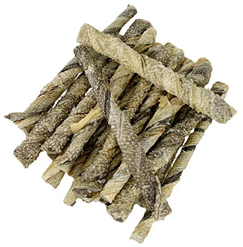 Hund Leckerli Getreidefrei. Hundesnack Fisch. Getrockneter Kabeljauhaut. Omega -3. Kauartikel Hund Natur für Kleine Mittleregroße Grosse Hunde. Twistter. 80 G