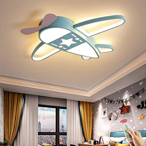 Kinderlampe LED Deckenlicht Kinderzimmer Deckenlampe Fernbedienung Moderne Kreativ Flugzeug Design Jungen Mädchen Schlafzimmer Lichter Dimmbare Kronleuchter Beleuchtung Arbeitszimmer,Blau,76cm