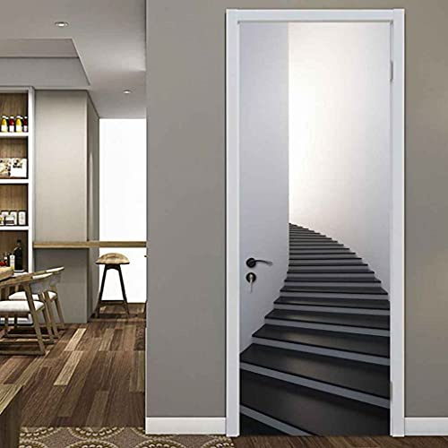 BARFPY 3D Door Stickers for Bedroom Livingroom Children's Room, Wall Decal Self-Adhesive Removable Corner Stairs Door Murals Vinyl Wallpaper Poster Art Home Decoration 77x200cm