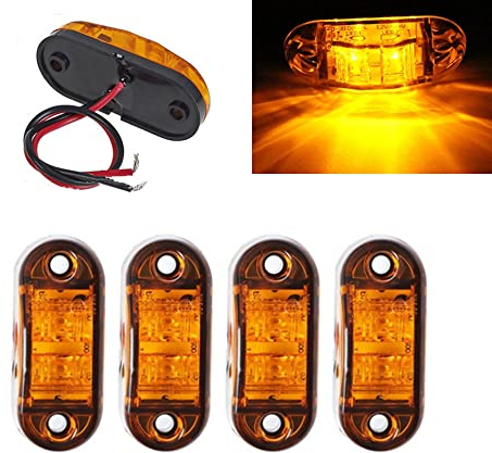 ShuoHui 4 x LED 12V to 24V Gelb BEGRENZUNGSLEUCHTE POSITIONSLEUCHTE SEITENMARKIERUNGSLEUCHTE LKW E-Prüf E9…