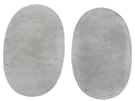 zalati Elbow Knee Patches 2pcs Oval Shaped Sew-On Fabric for Sewing Appliques - Grey