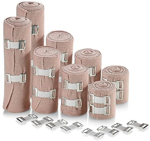 MEDca elastische Kompression Bandage Wrap - Erste-Hilfe-Bandagen Roll Maßnahmen 2, 3, 4, 6 x 5 Ft mit 4 Extra-Haken - Athletic Sports Stretch Wraps für Knöchel.
