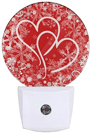 EKOBLA Red Sweet Hearts Plug-in Nightlights Valentine's Day Love Symbol Flowers Night Lights Plug into Wall Dusk to Dawn Sensor LED Lamp for Hallway Bedroom Bathroom