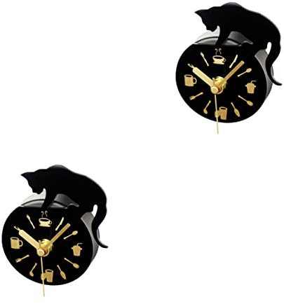 HOMSFOU 2stücke Katzenmotiv Kühlschrankuhr Mit Magneten Praktische Wanduhr Für Kühlschrank Für Notizen Und Zeitansicht Langlebigem Aa-Batterie Betrieben Nicht Enthalten
