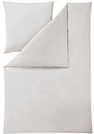 ESTELLA Mako Interlock Jersey Bettwäsche Uni Takoma Silber, 1 Bettbezug 135 x 200 cm + 1 Kissenbezug 80 x 80 cm