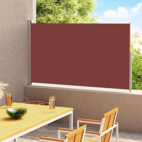 Yolola Toldo Lateral Retráctil, Protege la Privacidad, Protección UV Resistente al Agua, Toldo Lateral para Balcón, Jardin, Terraza, Retroceso Automático, Marrón 180x300 cm Type 1