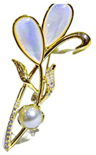 RWRAPS Meerwasser goldene Perlenbrosche für Damen, runde Perle, 8–9 mm, Schmuckbrosche