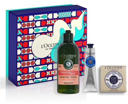 L'OCCITANE - Weihnachtsset Die Essentials - Shampoo Intensive Reparatur, Seife und Handcreme Sheabutter - In Frankreich hergestellt