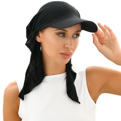 ITODA Peaked Chemo keps elastisk förbunden huvudduk håravfall turbaner slouchy kemo mössa hatt skalle skydd keps bandana för kvinnor, Svart, one size