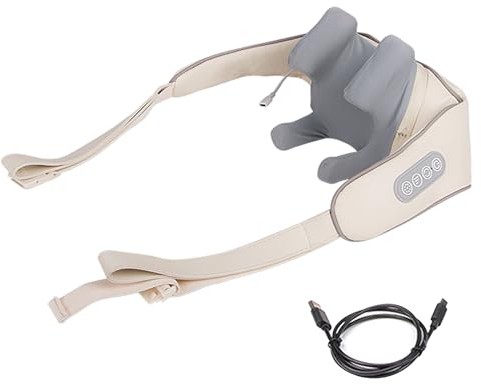 Shiatsu Schulter und Nacken Massagegerät mit Wärme,Nackenmassagegerät mit 6 Silikon-Massageköpfe,Kabelloses Elektrisches Massagegerät mit 5D-Massage von tiefem Gewebe