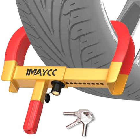 IMAYCC Sabot de stationnement universel pour remorque avec réglage à 10 trous et serrure de sécurité noyau en cuivre, antivol universel pour pneus de 19 à 32 cm de large, caravane, camping-car,