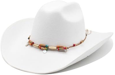 NOAMED Fengyan Hats 9,5 cm große Krempe, Jazz-Hut, Herbst und Winter, britischer Vintage-Hut, Damen-Woll-Sonnenschutz, Filzhut, weiß, 6 7/8-7 1/8