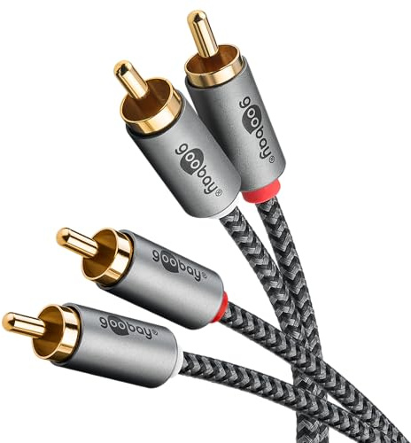 goobay 65294 Stereo Cinchkabel 3m / 2X Cinch-Stecker zu 2X Cinchstecker/RCA Kabel Kabel für Blu Ray Verstärker HiFi Stereo/vergoldetes Textil Audio Kabel