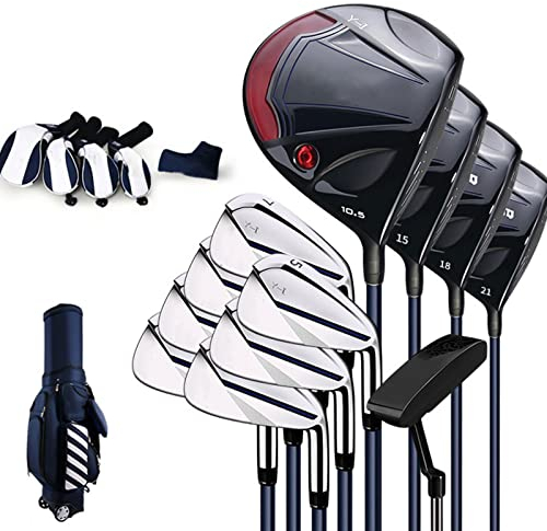 Komplettes Anfänger-Golfschläger-Set, Herren-Golf-Komplettset, Golf-Standard-Balltasche, Golf-Herren-Rechtshänder, Carbon-Schaft, 12er-Pack mit Cart-Tasche