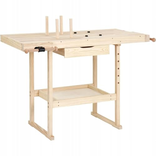 Holzwerkbank Arbeitstisch Hobelbank Holz Werkbank Massivholz mit Schubladen