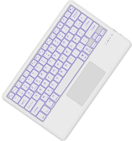 IVEOPPE Clavier Bluetooth sans Fil avec Pavé Tactile Rétroéclairé, Tablette Compatible avec Android Samsung/Huawei/Xiaomi, Clavier Bluetooth sans Fil Ultra-Fin pour iPad, iPad Pro, Blanc