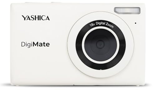 Yashica DigiMate 4K Digital Camera - 18X Zoom Supports Micro SD Cards Mini Camera for Teenagers - Off White