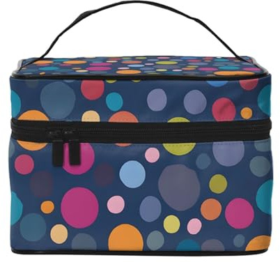 ESNAIUVCD Kulturbeutel mit Punktemuster, groß, Kosmetiktasche, Reise-Make-up-Tasche, Organizer für Damen, Rot / Weiß, Schwarz , Einheitsgröße, Kosmetikkoffer