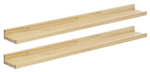 eSituro Wandregal aus Holz, Schweberegal Hängeregal, 80x10x4cm Eiche, 2er | für Wohnzimmer Schlafzimmer Küche Badezimmer, Schweberegal hängend, mit unsichtbarer Halterung