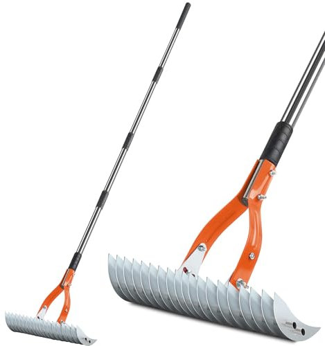 ZHAOXI Lawn Thatch Rake,15 Wide Dead Grass Remover,Manual carifying Dethatcher Rake with Adjustable Length Handle,Artificial Turf Rake,Groundskeeper Metal Tools for Loosening oil