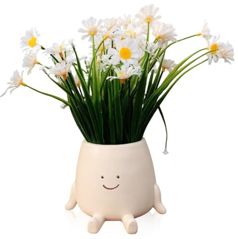 Roinaid Blumentopf Gesicht Blumentopfe Kopf, Blumentopf Lustig 10 X 8,9 cm Lustige Blumentöpfe Lächelndes Emoticon Blumentöpfe Aus Kunstharz für Die Innen- und Außendekoration