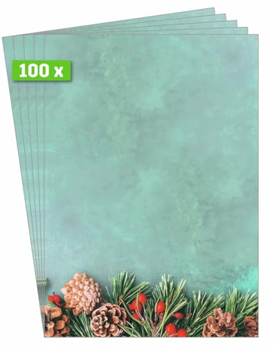 SIGEL Weihnachtsbriefpapier Green Christmas A4 100 Blatt | DP642, Nachhaltiges Papier für Weihnachtspost und festliche Anlässe