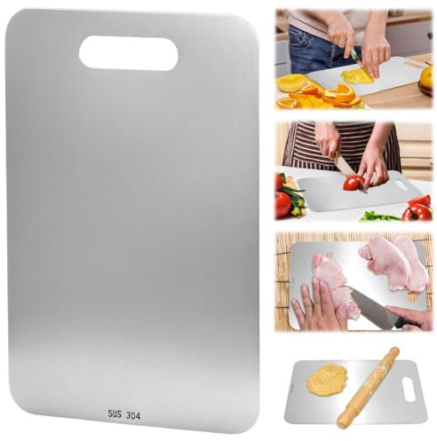 QWORK® Cutting Board, 304 Stainless Steel Chopping Board, 13 x 9 Inch Chopping Board