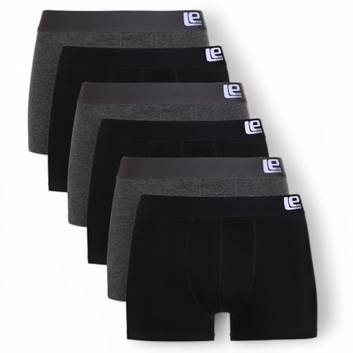 Lower East H boxershorts, retro, set om 6, Svart, antracit, XL