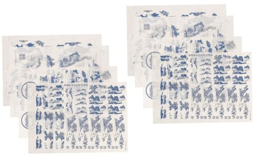 jojofuny 2 Sätze Blaue Und Weiße Aufkleber Keramik-unterglasur-abziehbilder Abziehbilder Mit Porzellanglasur Tontransferpapier Unterglasur Papier Ton 4 Blätter * 2