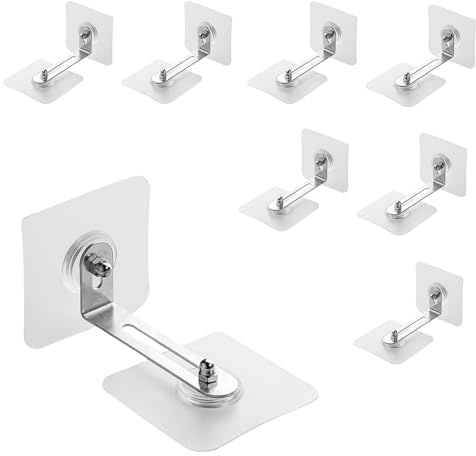 PHMING 8 Paar Kippsicherung Möbel, Transparente Wandanker Selbstklebenden, Wandbefestigung Schrank, für Befestigung von Kleiderschränken, Bücherregalen, Aktenschränke