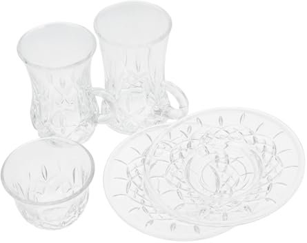 Hemobllo Tasses à Café Turques Verre Transparent Tasses à Thé Vintage Pour Boissons Chaudes Ensemble Tasse Et Soucoupe Pour Dîner