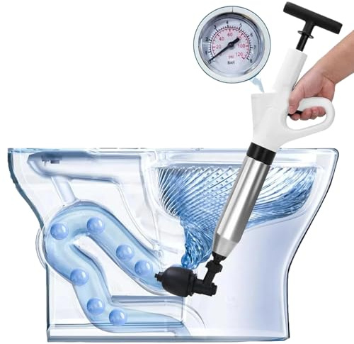 Toilet Unblocker Heavy Duty, Toilet Unblocker, 360° Rotating Elbow/Base High-Pressure Air Plunger Kit (with Replacement Heads) Suitable for Unblocking Toilets,Sinks,Bathtubs,Floor, Drain,