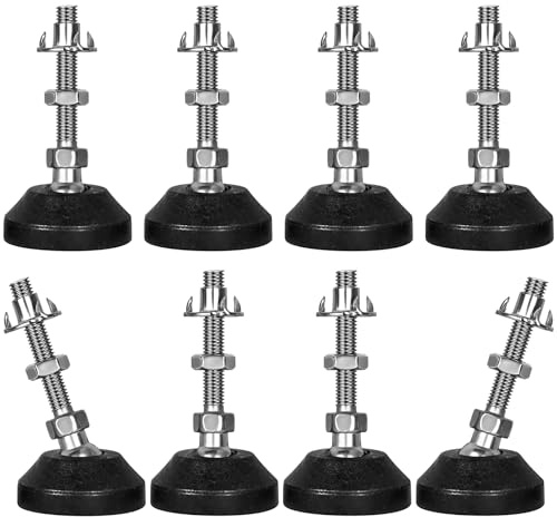 SHUIOG Levelling Feet 8 PCS Furniture Levellers Feet adjustable M8 x50 mm adjustable Legs for Furniture with Hexagon Locking Nuts, Four-Pronged Tee Nuts, Metal Drill ((8 pcs) M8*50*Ø50mm)