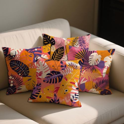 Estate Cuscini da Esterno Impermeabili 50x50 cm Federe Cuscini Piante Tropicali Decorativi Copricuscini Set da 4 Impermeabili Velluto Copricuscini per Giardino Esterno Balcone Decor Regalo b-1254