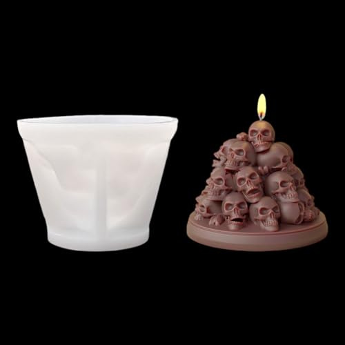 FineInno Silicone Skulls Shape Moulds Resin 3D Skeleton Skull Head Mould Epoxy Silicone Mould for Candle Making Halloween Decoration Home Decor (Skull)