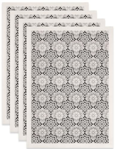 SUPERDANT 4 STK. Mandala Muster Unterglasur Transfers Für Keramik Blumenfiguren Abziehbilder Keramik Abziehbilder Schwarze Unterglasur Transferpapiere Für Porzellan Überglasur Emaille Tonabziehbilder