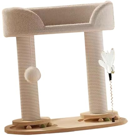 FJMQHU Kratzbaum Kratzsäule Aktivitätszentrum Und Katzenbett Aus Holz mit Spielball für Sicheres Spielen für Katzen Jeder Größe Zur Förderung des Natürliche, B
