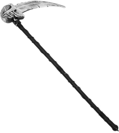Yardenfun Faucille Halloween Réaliste Cosplay Accessoire de Costume Faucheuse Décoration Effrayante pour Fête Cosplay et Soirée Déguisée Lame Argentée Imitation Manche à Motif Torsadé