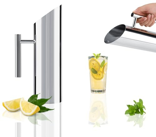 Rankomu Jarra de Agua de Acero Inoxidable 1.4L con Tapón para Hielo – Jarra para Bebidas Frías, Té, Jugo – Jarra Elegante para Hogar, Hotel, Bar (1400 ML)