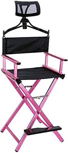 Tragbarer, faltbarer Make-up-Künstlerstuhl, leicht, Aluminium, Regiestuhl mit Kopfstütze und Fußstütze für Camping, Outdoor-Events, Filmen und Make-up-Anwendungen