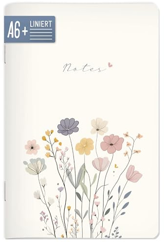 paper&you® Notizheft A6+ liniert Flower Joy mit 64 Seiten, Softcover Notizbuch klein, liniertes Mini Journal - nachhaltig & klimafreundlich