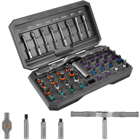 42-in-1 Magnetisches Schraubendreher Set, Multi Magnetschraubendreher | mit Abnehmbarem Ratschengriff, Griff Ratschen-Schraubendreher-Set 8 Lang 32 kurz Bits, Präzisions Reparatur Werkzeug