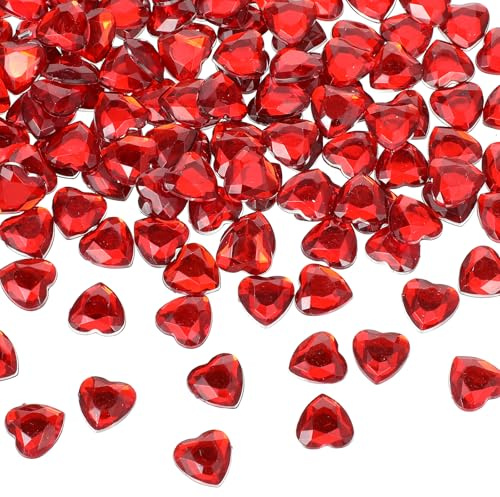 DOPENSPI Rot Herzen Diamantkristalle,Diamantene Hochzeit Streudeko 12mm Rubinhochzeit Herz Deko Konfetti Steine Kristalle Weihnachten Geschenk Füllung Dekoration Hochzeit Verlobung Valentinstag(400)