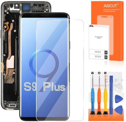 AGCUT Écran de Rechange pour Samsung Galaxy S9 Plus SM-G965F SM-G965U 6,2 Pouces LCD Display Ecran Tactile Écran de Rechange Assemblée Complète avec Outils, Noir avec Cadre