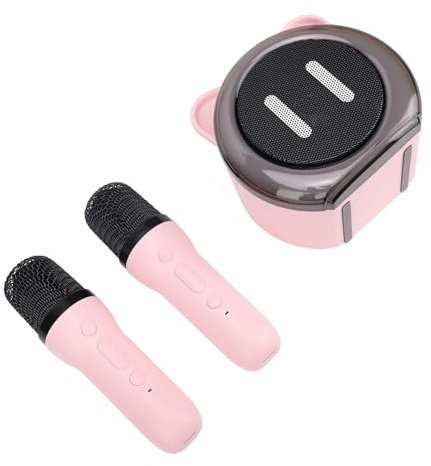 Dioche Macchina per Karaoke Portatile con Doppi Microfoni Mini Altoparlante per Karaoke con Suono Chiaro e Stabile per Feste in Famiglia Attività All'aperto Materiale ABS