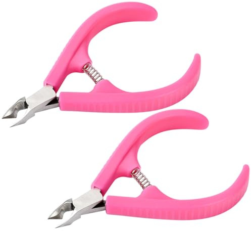 Toyvian Alicates de Plástico y Acero Inoxidable para Uñas Mango Antideslizante Cortador de Cutícula 2 Piezas para Manicura y Pedicura en Casa y Salones