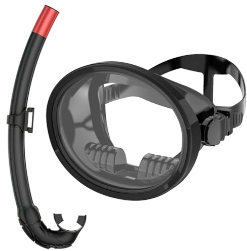 Akfldms Máscara de Buceo con Snorkel, Máscara de Snorkel, Máscara de Pesca Submarina, Clásica, Panorámica, de Vista Amplia, Gafas de Buceo, Lente de Vidrio Templado, Tubo Húmedo para Adultos.